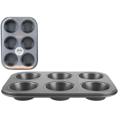 Image of NON STICK MUFFIN TRAY 6 CUP 27CM X 19CM 3CM