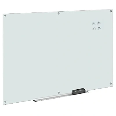 Image of Amazon Basics Glass Dry Erase Board White, Magnetic, 180cm x 120cm