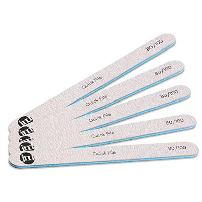 Image of New* JND Professional Salon Grade Double Sided Emery Board Nail Files Buffer Polisher Natural Manicure Pedicure Acrylic Gel Nails (5Pack) (80/100)