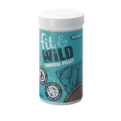 Image of Interpet Fit &amp; Wild Natural Tropical Aquarium Fish Food Pellets, Ingredients, Healthy Diet Complete Nutrition, Ocean Friendly, Fishmeal Free, 140g