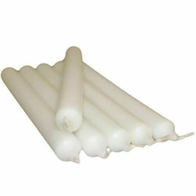 Image of REQUISITE NEEDS Pack of 10 x Colourful Paraffin Wax Dinner Stick Candles (White)…