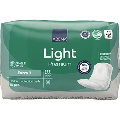Image of Abena Light Incontinence Pads, Eco Labelled Women&#039;s Pads Adults, Breathable &amp; Comfortable With Fast Absorption Protection, Women Extra 3, 500ml, 10PK
