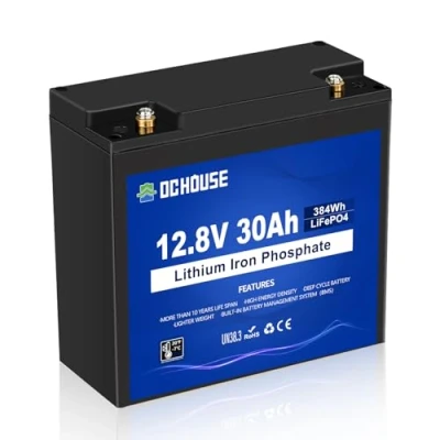 Image of DC HOUSE 12V 30Ah Mini LiFePO4 Lithium Battery, BCI Group U1 with 30A BMS, Low Temp Cut Off, 4000+Deep Cycles Perfect for Fish Finder, Trolling Motor, Kids Scooters, Power Wheel Chair,Boat, RV, etc