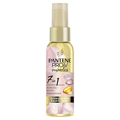 Image of Pantene Pro V Miracles 7 in 1 Weightless Hair Oil Spray 100 ml with Castor + Biotin Rose Water, Beauty, Care Dry Hair, Shine,