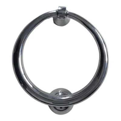 Image of Solid Brass Front Door Knocker, Polished Chrome Finish, 124mm Diameter Premium Quality Heavy Duty