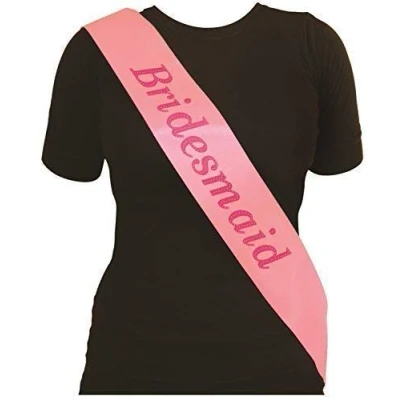 Image of HENBRANDT 6 x Ladies Pink BRIDESMAID Sashes Wedding Accessory Hen Party Night Out