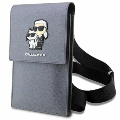 Image of Karl LAGERFELD Bag KLWBSAKCPMG silver Saffiano &amp; Choupette,