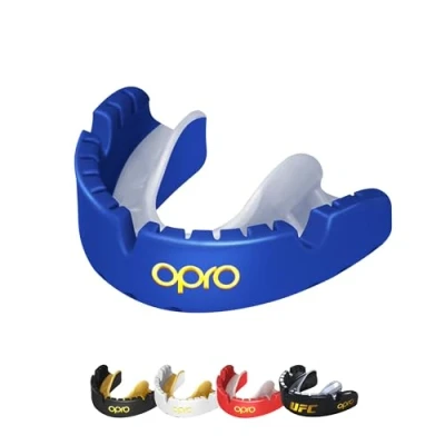 Image of OPRO Gold Level Mouthguard for Braces, Adults Sports Mouth Guard, Featuring Revolutionary Fitting Technology Boxing, Lacrosse, MMA, Martial Arts, Hockey, and All Contact (White)