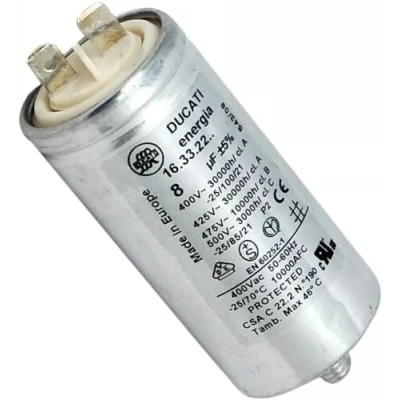 Image of Masterpart Dryer Capacitor 8UF To Fit Hotpoint CTD00P, CTD80P, TCD970K, TCL770G, TVM570P Tumble Dryers