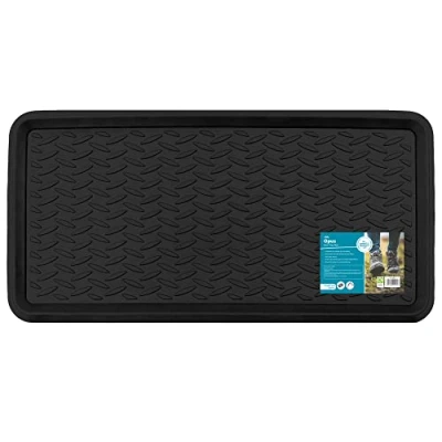 Image of JVL Opus Moulded Rubber Boot Tray Mat, 41x81cm, Black , Pack of 1