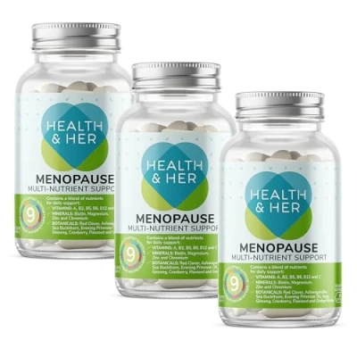 Image of Health &amp; Her Menopause Supplements for Women Multi Nutrient Wellbeing Support 3 Month Supply, 180 Capsules Vegan