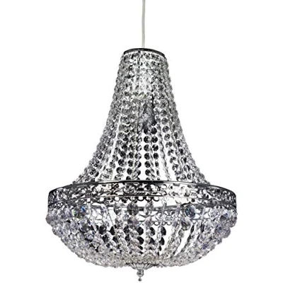 Image of Chandelier Style Ceiling Light Shade Droplet Pendant Acrylic Crystal Bead Luxury (Madison Silver Chandelier)