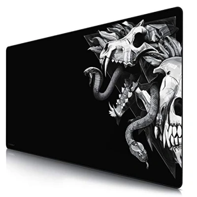 Image of TITANWOLF Extra Large Gaming Mouse Mat 1200x600mm Oversize XXL Pad with motif Desk XXXL Extended For Precision and Speed Non Slip Rubber Base Keyboard Skull