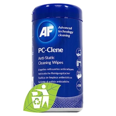 Image of AF Anti Static PC Cleaning Wipes for &amp; Laptop Hard Surfaces, Desk, Desk Phone, VR, Headset, Games Console Controller, Printers More.