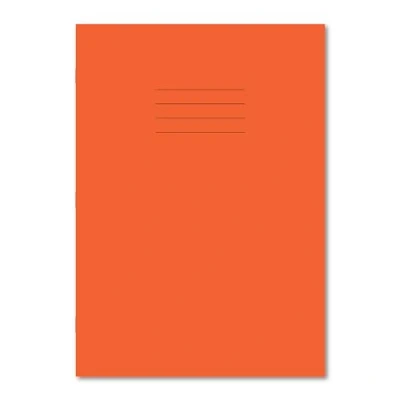Image of Hamelin A4 Exercise Book Stapled, Ruled with Margin, Header &amp; Footer, 64 Page, Orange, 50 Pack