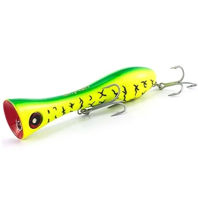 Image of Dr.Fish Topwater Lure Popper Sea Fishing Lures, 20cm Artificial Hardbait GT VMC Treble Hooks Floating Pencil for Seabass, Pike, Perch, Muskie Plugs Offshore Chartreuse