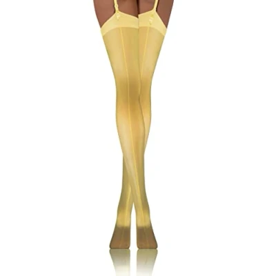 Image of Sesto Senso Women&#039;s Belt Stockings 20 Den Seamed Sexy PDP_02 XS S 1/2 Yellow