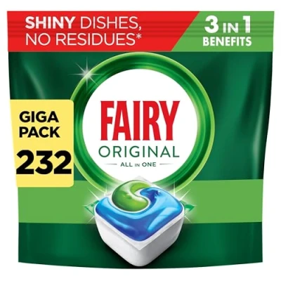 Image of Fairy Original All In One Dishwasher Tablets, Regular, 232 Effective Even On Dried Grease
