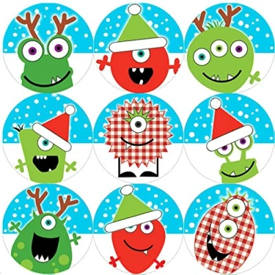 Image of 144 Christmas Monsters 30mm School Reward Stickers for Teacher, Parent