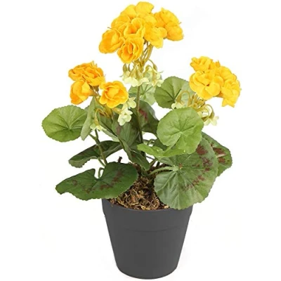 Image of Best Artificial 24cm Geranium Plug Plant Pot NOT Included (Yellow)