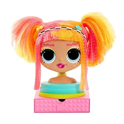 Image of LOL Surprise OMG Styling Head with Stick on Hair for Endless Styles 30 Surprises and Accessories Neonlicious