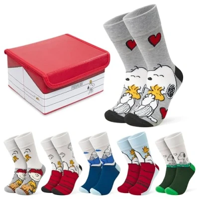 Image of Peanuts Snoopy Womens Novelty Calf Socks, Soft Funny Pack of 6 Gifts for Women