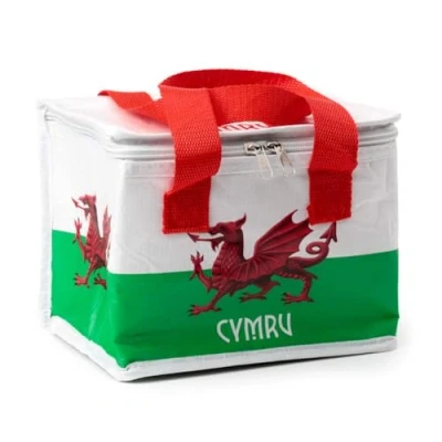 Image of Puckator Cool Lunch Bag Wales Welsh Dragon Cymru Design Made Out of Recycled Plastic Bottles Insulated for Women Men Children Box Work &amp; School Beach Picnic Accessories