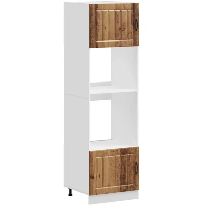 Image of vidaXL Kalmar Oven Cabinets Old Wood, Engineered Adjustable Feet, Large Compartment, Space Saving Design 60x57x207 cm for Kitchen