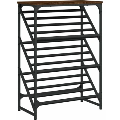 Image of vidaXL Shoe Rack Brown Oak 60x30x85 cm Engineered Wood