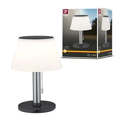 Image of Paulmann 94309 Lillesol LED Solar Table luminaire Outdoor incl. 1x0.8 watt dimmable IP44 Splash Water Protected Stainless Steel Garden Lighting Plastic, Metal Warm White 3000 K