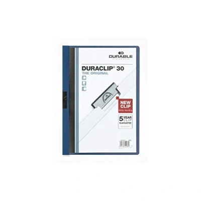 Image of Durable DURAClip 30 A4 Clip Folder Holds Up to Sheets of Paper Robust Metal Sprung Pack 25 Dark Blue Coloured Files