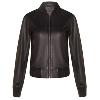 Image of Infinity Leather Womens MA 1 Bomber Jacket Abbotsford Black Nappa Size 14 UK