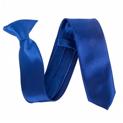 Image of Slim 2&quot; Satin Solid Colour Plain Safety Clip On Tie (Royal Blue)