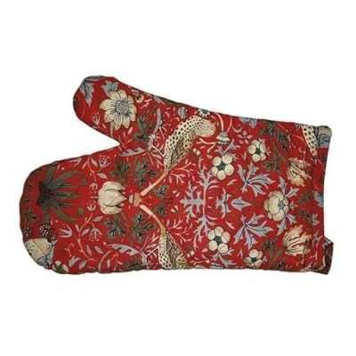 Image of William Morris Strawberry Thief Red Single Oven Mitt