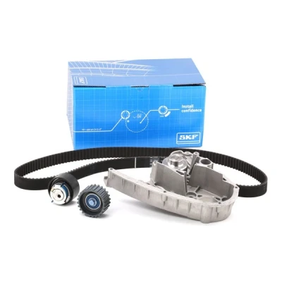 Image of 504010846, 504183759, 5802473355, 71771581 Water Pump + Timing Belt Kit SKF VKMC 02390 with gaskets/seals 178 rounded tooth profile Metal