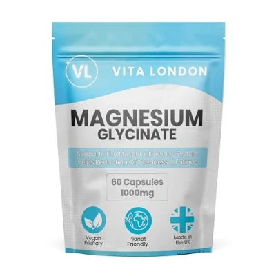 Image of Magnesium Glycinate 1000mg 120 Vegan Capsules (not Tablet, Gummies or Powder) High Strength Bisglycinate Elemental UK Made