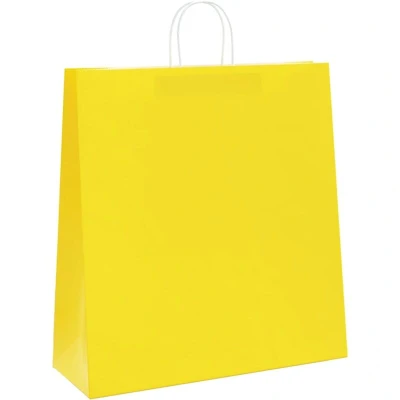 Image of vidaXL Paper Bags 250 pcs with Handles Yellow 45x17x48 cm