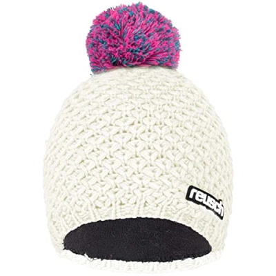 Image of Reusch Adult Elias Beanie Warm, Windproof Hat, White Pink, Standard Size