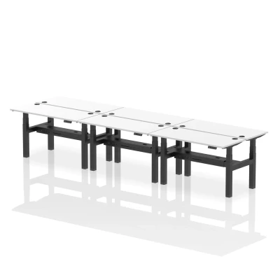 Image of Air B2B 1400x600mm Height Adjustable 6P Bench Desk CP White/Black