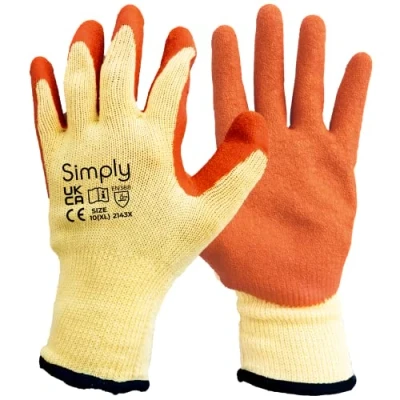 Image of Simply Unisex Lwg003 Thread Latex Gloves, Yellow &amp; Orange, XL UK