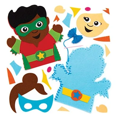 Image of Baker Ross AW545 Star Hero Hand Puppet Sewing Kits (Pack of 4)