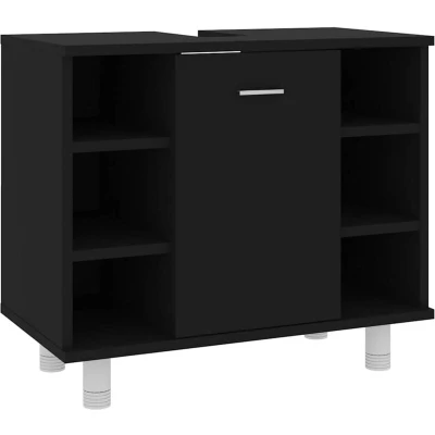 Image of vidaXL Bathroom Cabinet Black 60x32x53.5 cm Engineered Wood