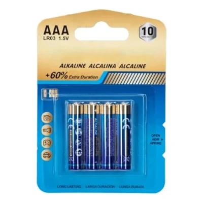 Image of LR03 (AAA) 1.5V Alkaline Battery Pack of 4 Perfect for Controllers, Toys and Flashlights, Provides reliable long lasting power your daily devices.