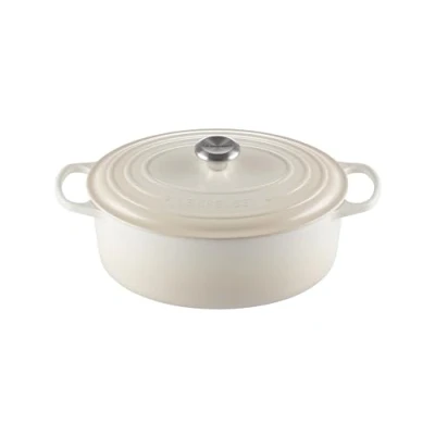 Image of Le Creuset Signature Enamelled Cast Iron Oval Casserole Dish With Lid, 31 cm, 6.3 Litre, Meringue, 21178317164430