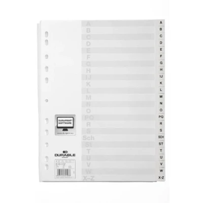 Image of Durable Index Files Labled A Z Pre Printed Tabs with Universal Punching Pack of 10 White Sheets Organise Your Important Documents