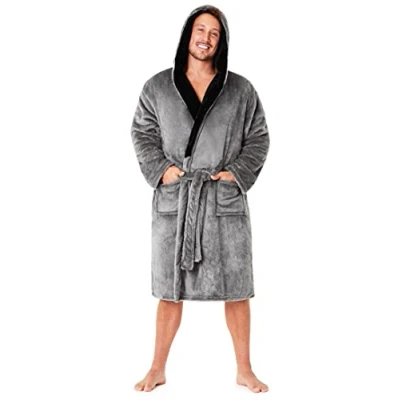 Image of CityComfort Luxury Super Soft Men Dressing Gown Mens Bathrobe (Grey, XL)