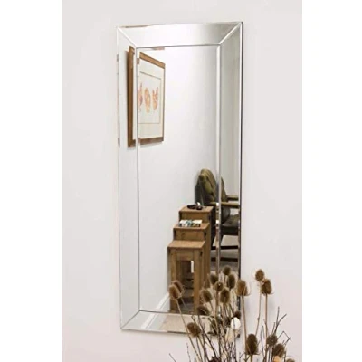 Image of MirrorOutlet Large Single Edge Venetian Modern Dress Wall Mirror 3Ft10 X 1Ft6 (117cm 46cm), Silver, 61x51,DC011(1)
