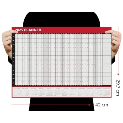 Image of 2025 Wall Planner Calendar A3 Size (42.0 x29.7cm) Full Year to View for Home Office Work School
