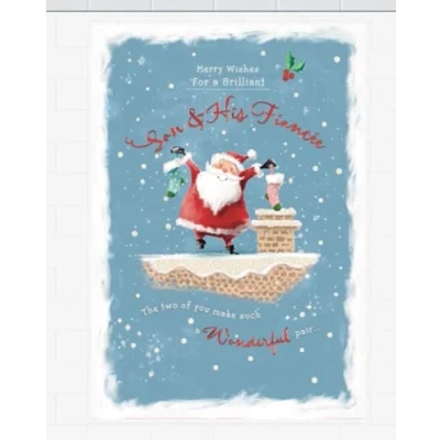 Image of Hallmark Son and His Fiancee Christmas Card Merry Wishes for a Brilliant &amp; Faincee