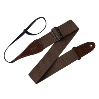 Image of Levy&#039;s MC8A‐BRN 2 inch Cotton Webbing Strap with Headstock Loop ‐ Brown